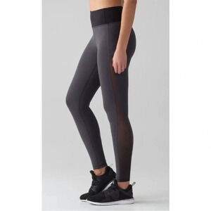 Lululemon Smooth Stride Blue Tied & Black Athletic Leggings 4